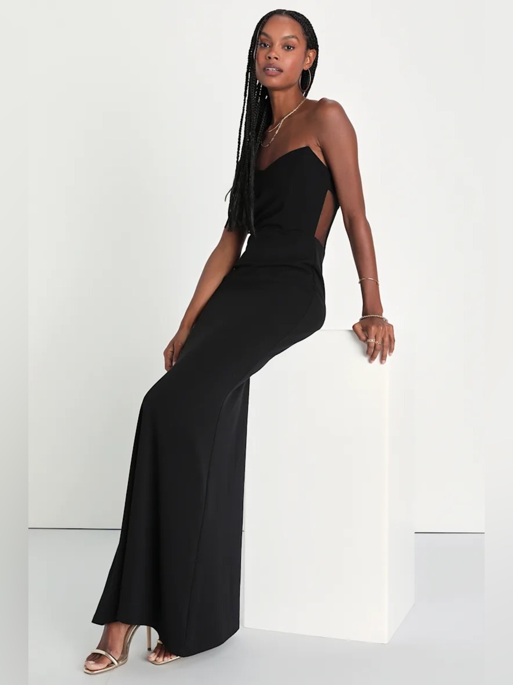 Lulus Iconic Arrival Black Strapless Bustier Mermaid Maxi Dress - Picture 4 of 9